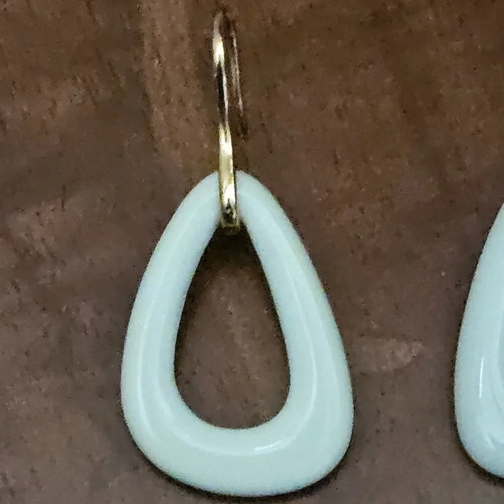 RARE MAYORS BIRKS WHITE AGATE STONE LINKS 18k ROSE GOLD DROP DANGLE EARRINGS